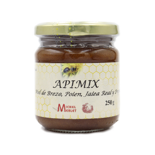 Apimix (miód wrzosowy z pyłkiem, mleczkiem pszczelim i propolisem) 250g